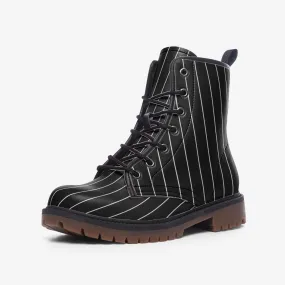 Vampire Art Dark Academia Victorian Pinstripe Black Vegan Leather Unisex Combat Boots Vampire Art Dark Academia Victorian Pinstripe Black Vegan Leather Unisex Combat Boots