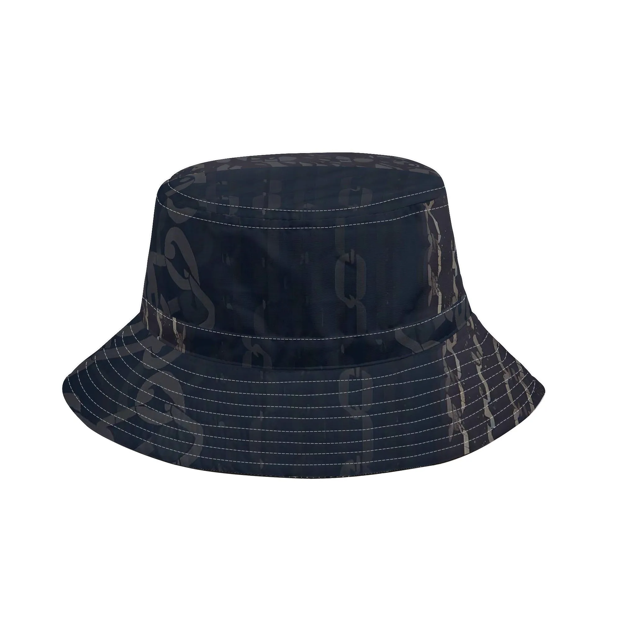 Vampire Art Grunge Unisex Bucket Fisherman's Hat - Chains Patchwork with Adjustable String