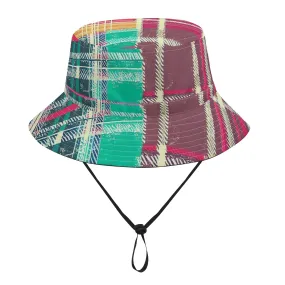 Vampire Art Grunge Unisex Bucket Fisherman's Hat - Colourful Tartan Patchwork with Adjustable String Vampire Art Grunge Unisex Bucket Fisherman's Hat - Colourful Tartan Patchwork with Adjustable String