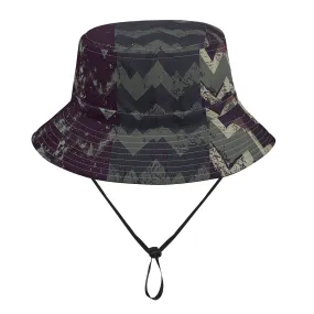 Vampire Art Grunge Unisex Bucket Fisherman's Hat - Green Herringbone Patchwork with Adjustable String Vampire Art Grunge Unisex Bucket Fisherman's Hat - Green Herringbone Patchwork with Adjustable String