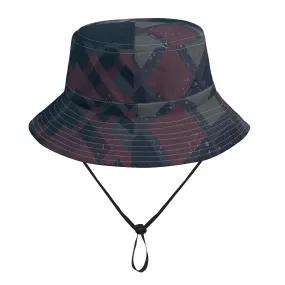 Vampire Art Grunge Unisex Bucket Fisherman's Hat - Grey Plaid Patchwork with Adjustable String Vampire Art Grunge Unisex Bucket Fisherman's Hat - Grey Plaid Patchwork with Adjustable String