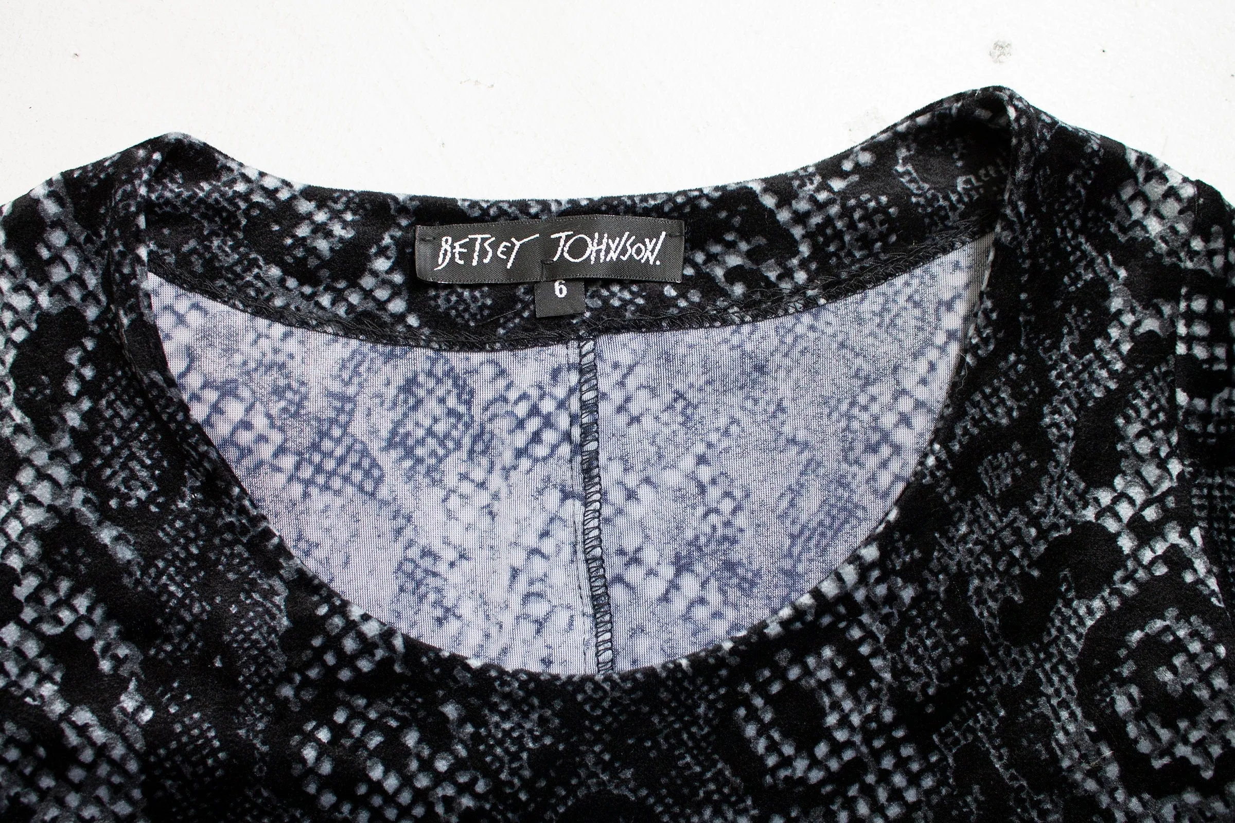 Vintage Betsey Johnson Dress 1990s VELVET Snake Printed Small S
