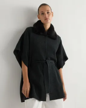 Women's Rex Collar Belted Cashmere Coat Dark Charcoal Grey Women's Rex Collar Belted Cashmere Coat Dark Charcoal Grey