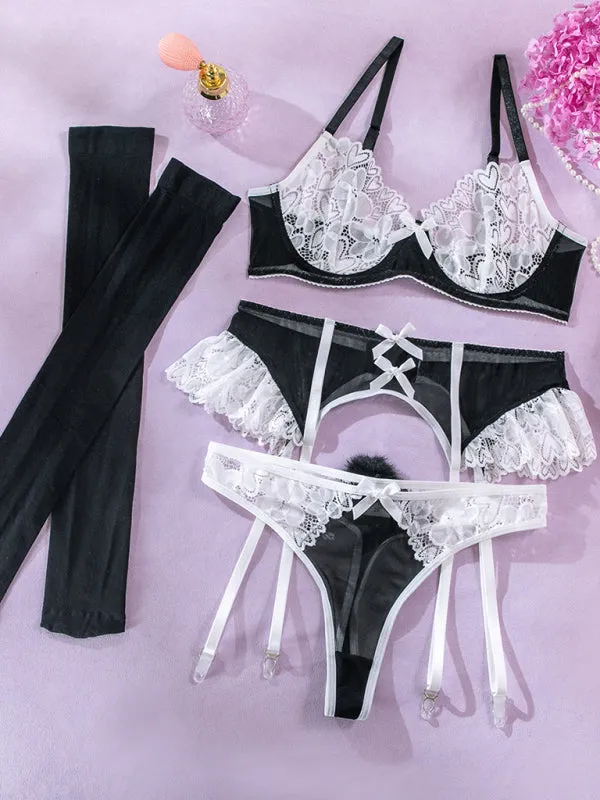 Women's Sexy Cute Five Piece Lace Lingerie Set